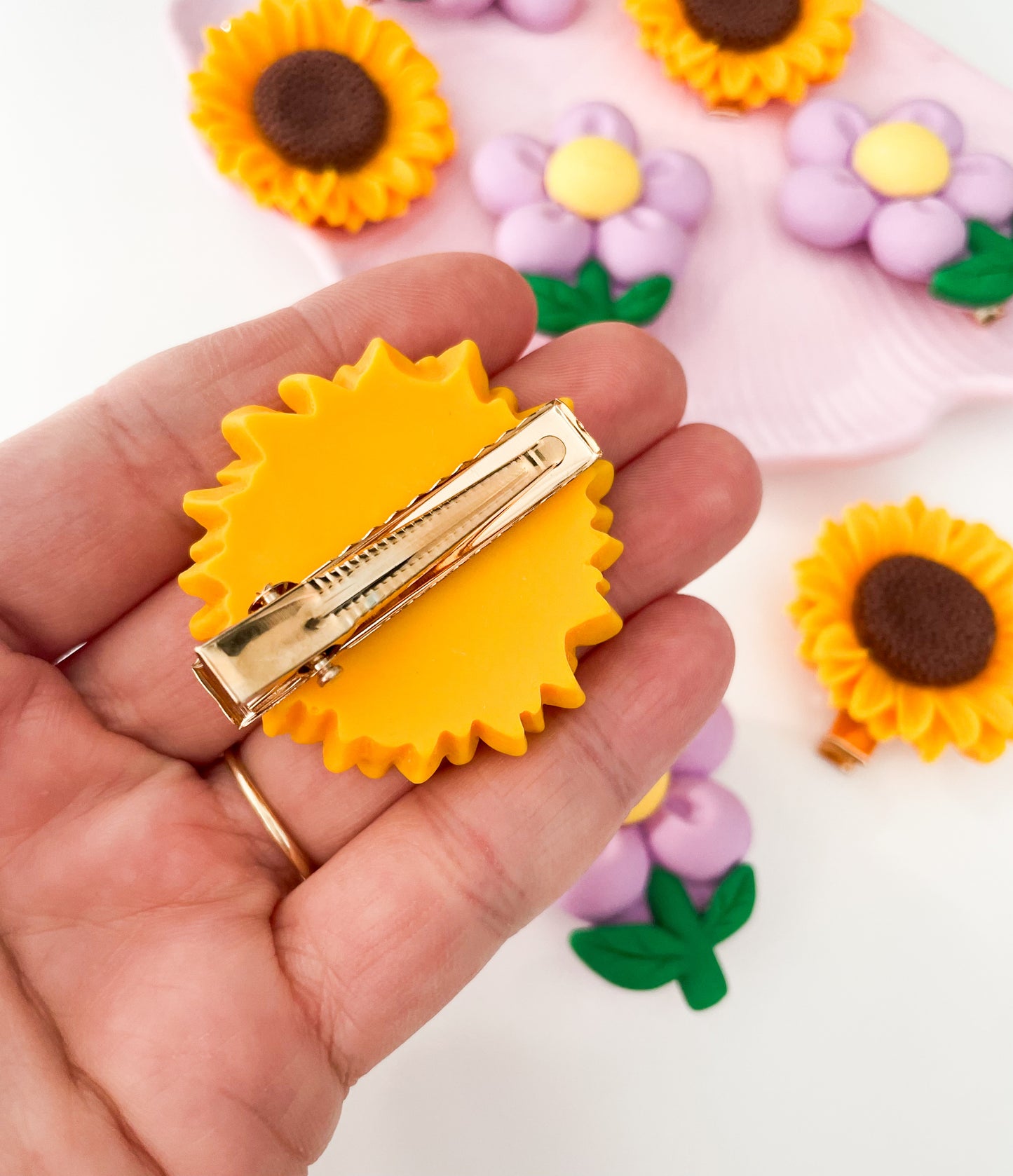 Spring Flowers - Alligator Bar Clips