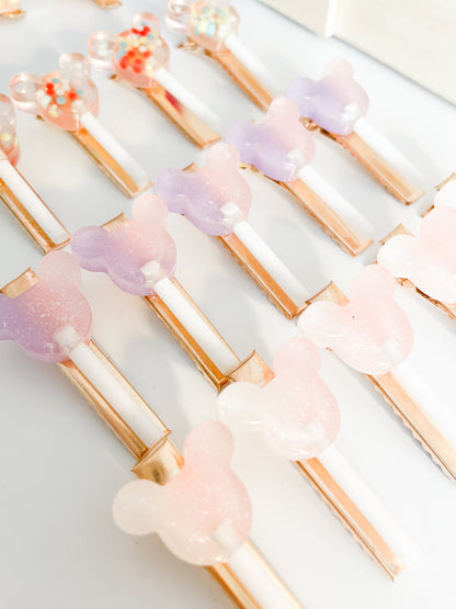 Mouse Lollipop - Alligator Bar Clips