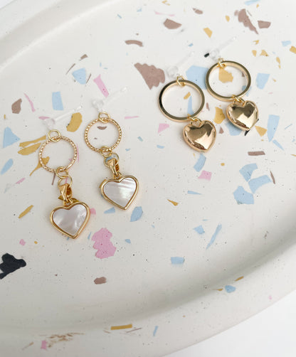 14K Gold Plated Hearts - Dangle Earrings
