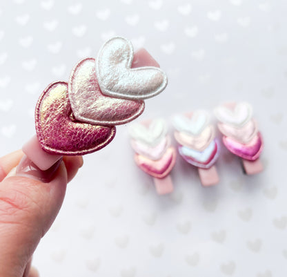 Ombre Hearts - Alligator Bar Clips