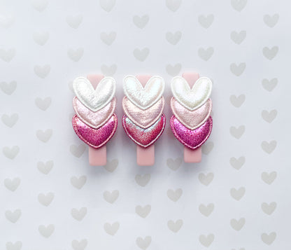 Ombre Hearts - Alligator Bar Clips