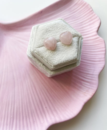 Rose Quartz Hearts - Earrings