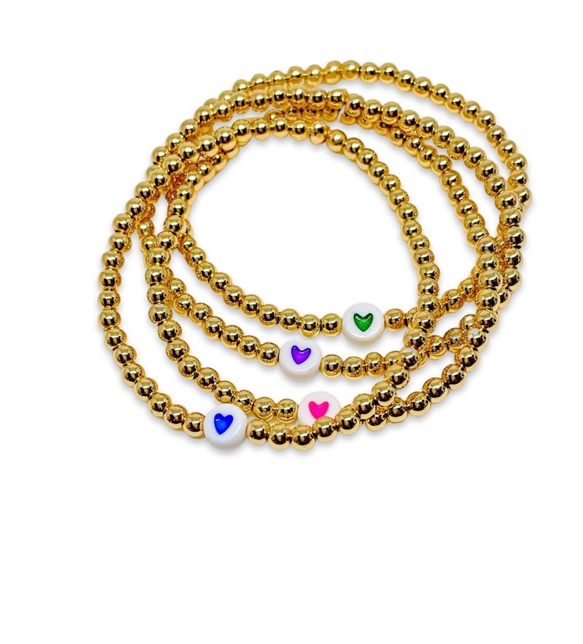 14K Gold Plated with Coloured Heart - Bracelets