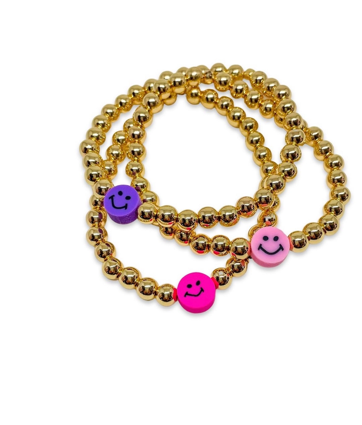 14K Gold Plated with Coloured Smiley Face - Bracelets