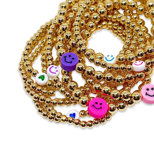 14K Gold Plated with Coloured Smiley Face - Bracelets