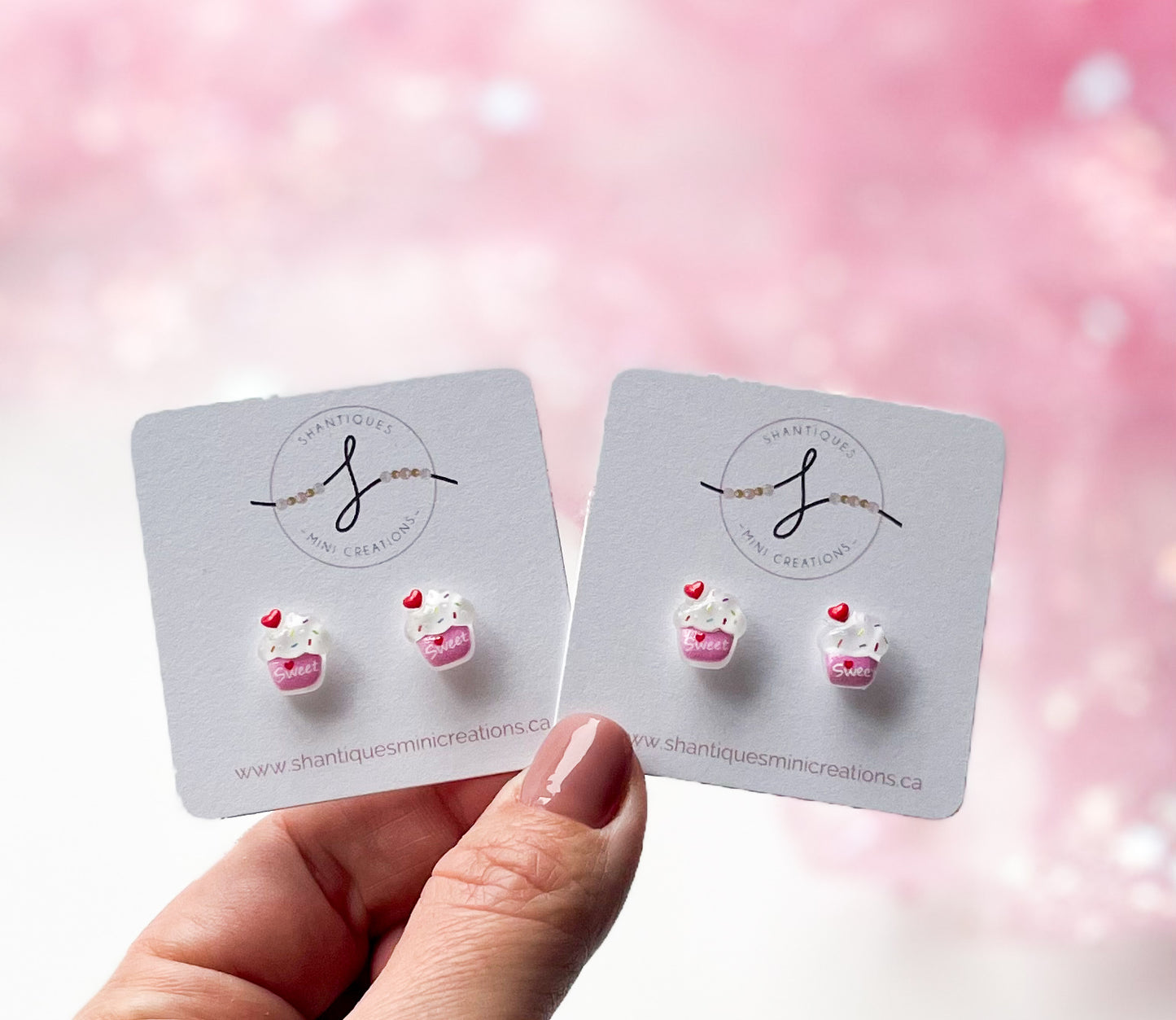 Earrings - Heart Cupcakes