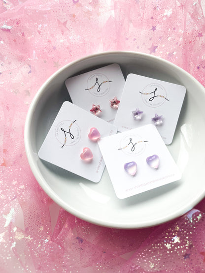 Earrings - Translucent Stars & Hearts