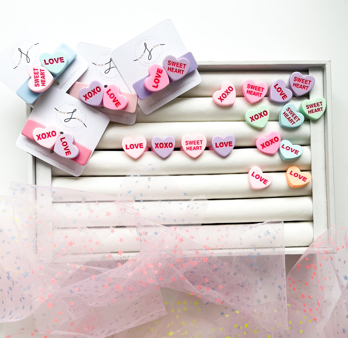 Alligator Bar Clips - Conversation Hearts