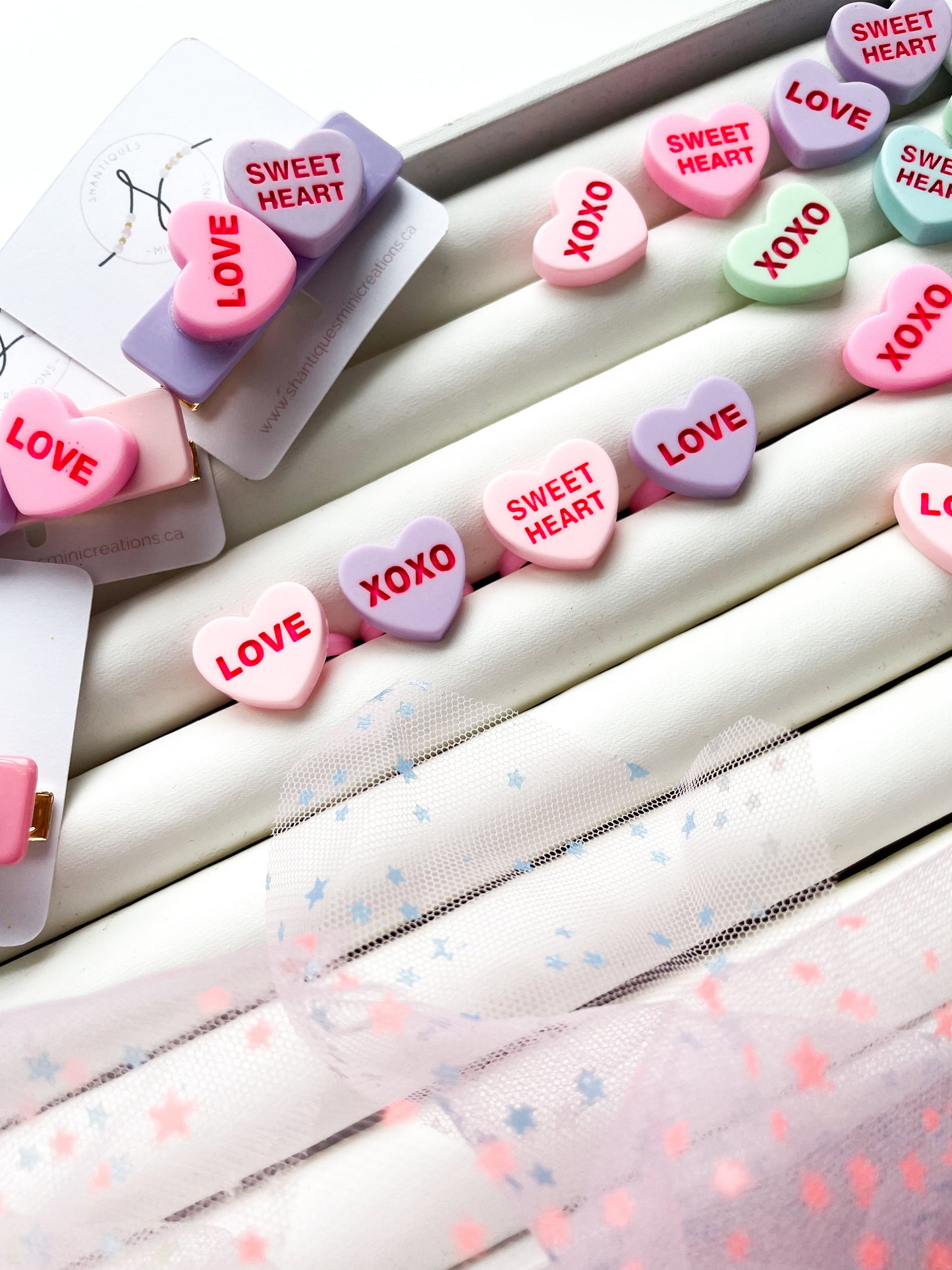Alligator Bar Clips - Conversation Hearts