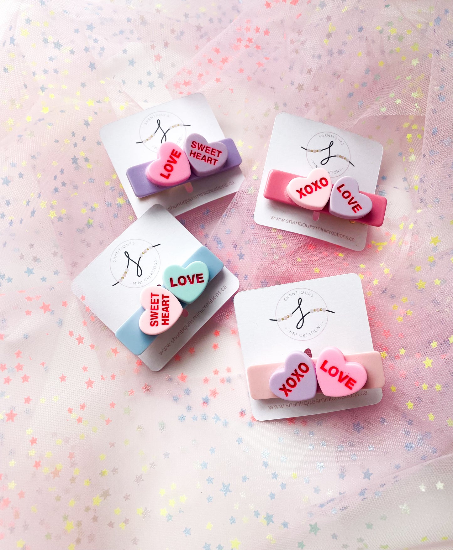 Alligator Bar Clips - Conversation Hearts