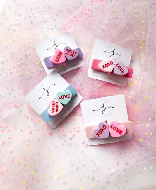 Alligator Bar Clips - Conversation Hearts