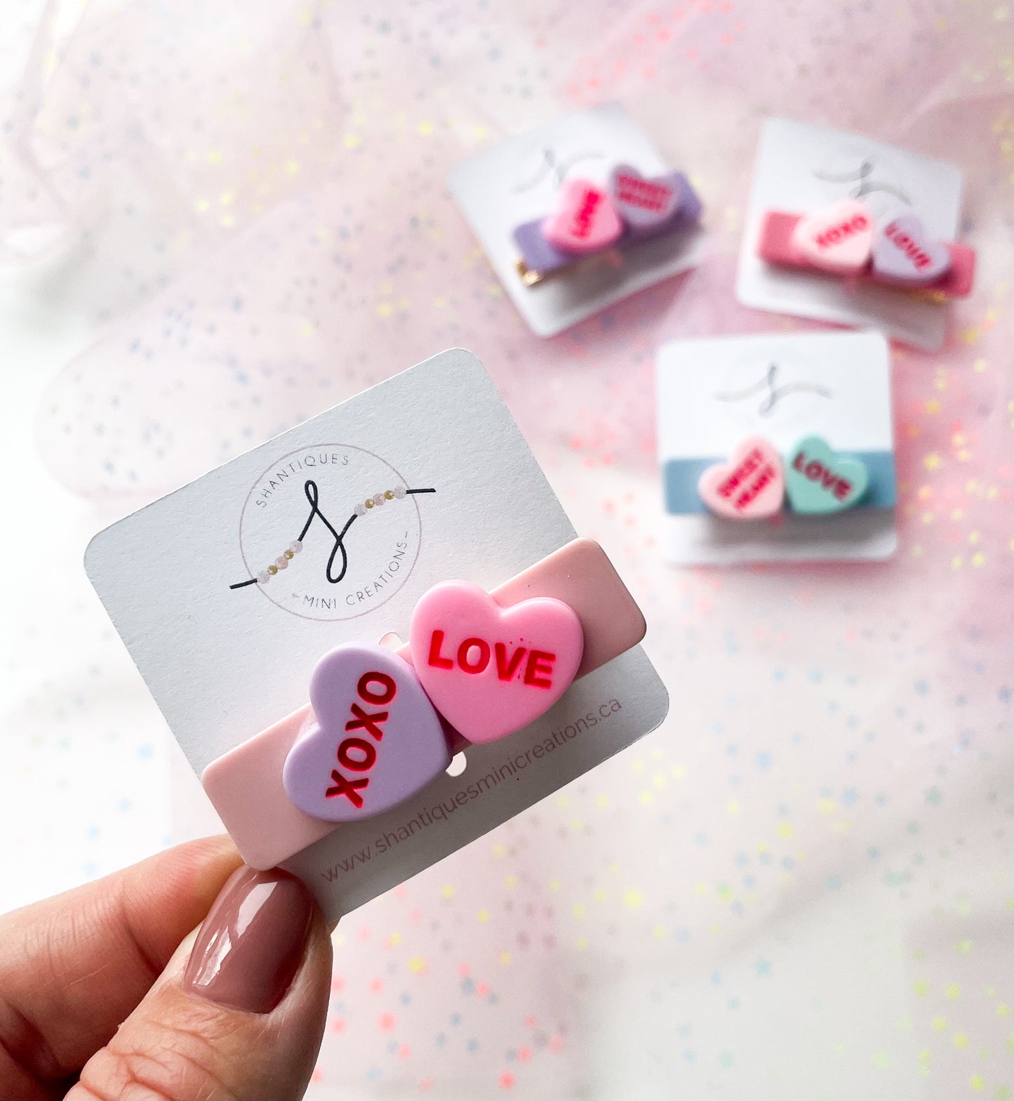 Alligator Bar Clips - Conversation Hearts