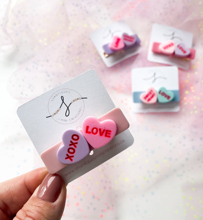 Alligator Bar Clips - Conversation Hearts