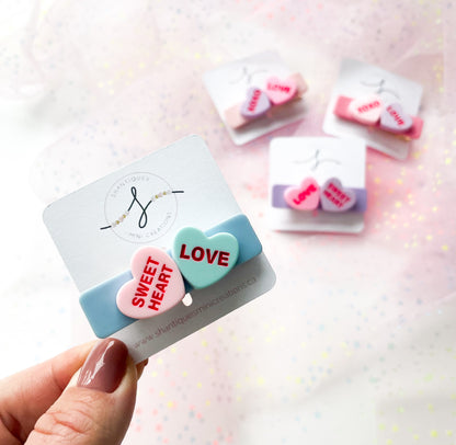 Alligator Bar Clips - Conversation Hearts
