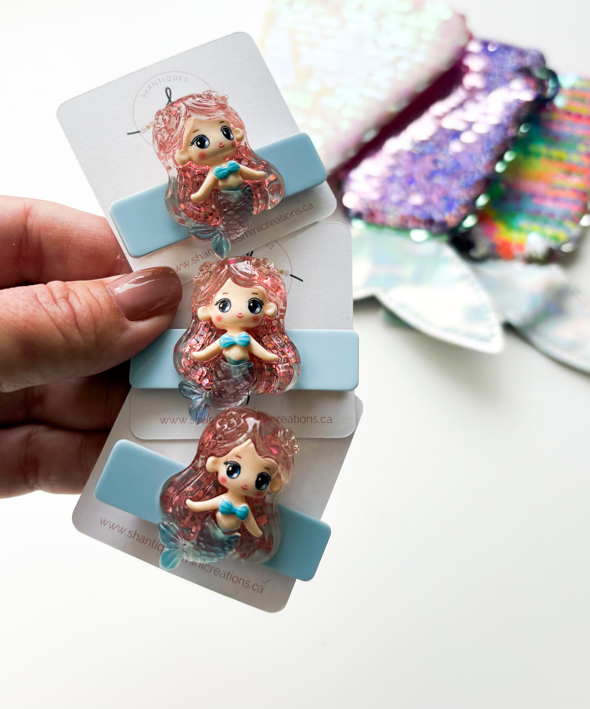Alligator Bar Clips - Glitter Mermaid