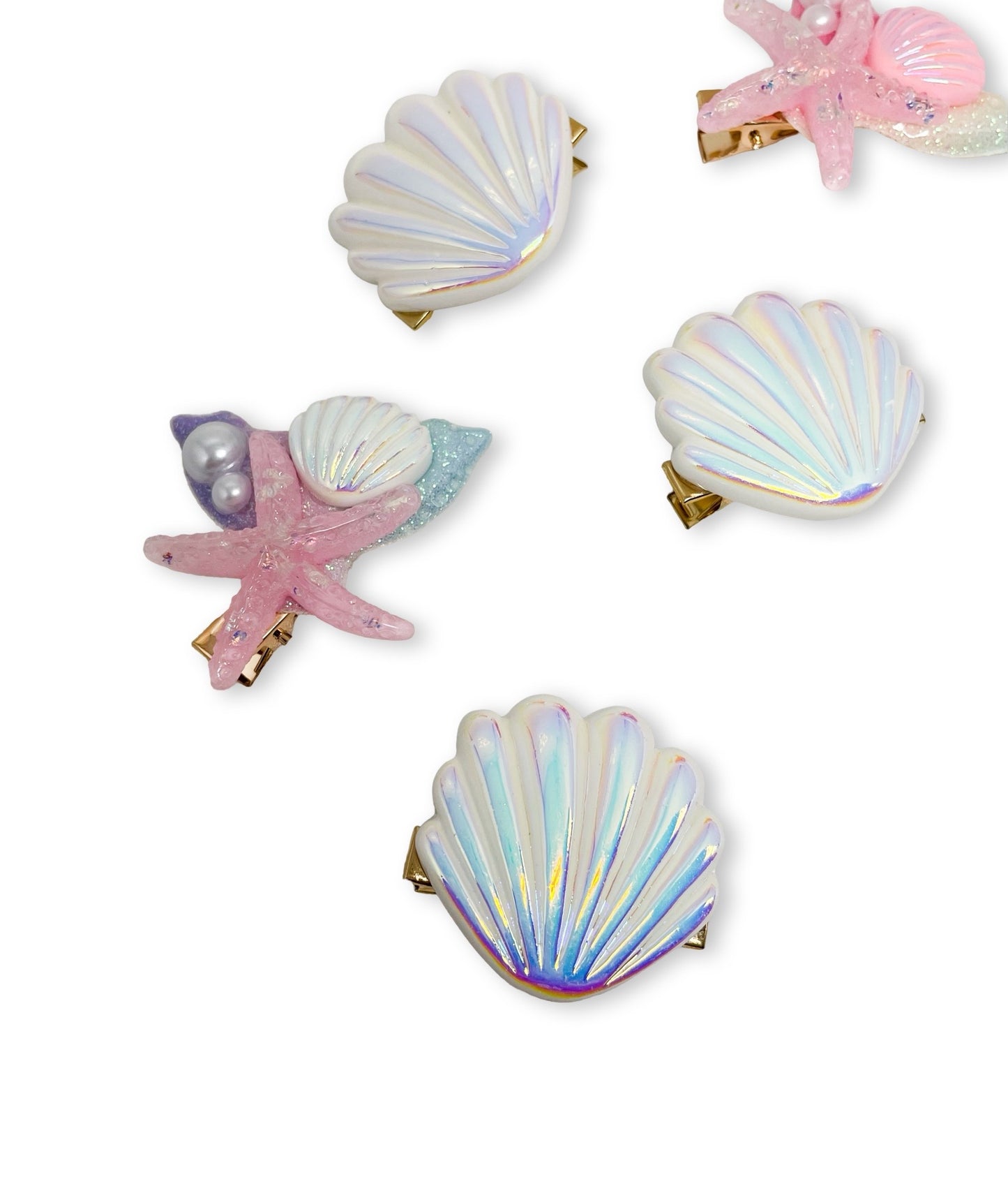 Pearl Seashell - Alligator Bar Clips