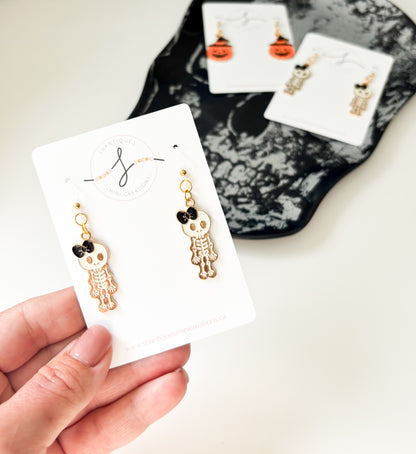 Dangle Earrings - Girlie Skeletons & Jack O' Lanterns