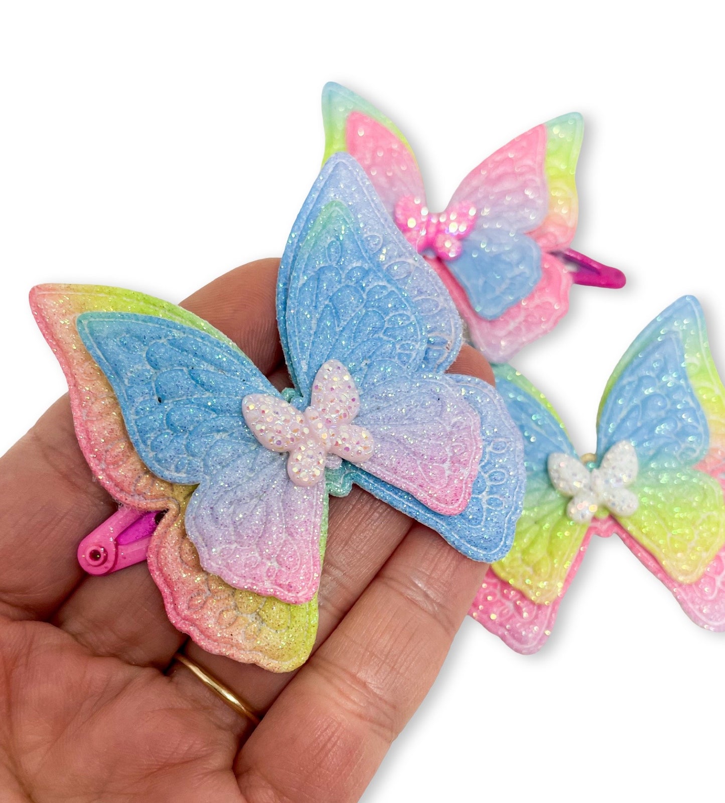 Neon Glitter Butterfly - Snap Clip