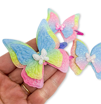 Neon Glitter Butterfly - Snap Clip