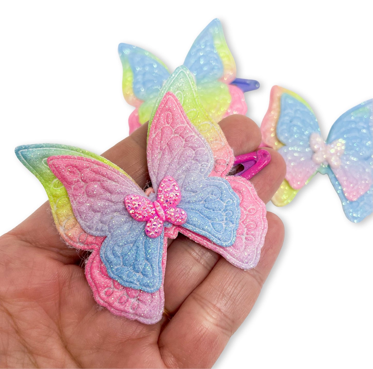 Neon Glitter Butterfly - Snap Clip