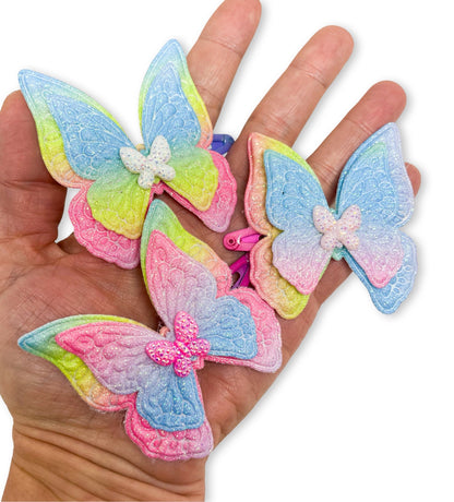 Neon Glitter Butterfly - Snap Clip