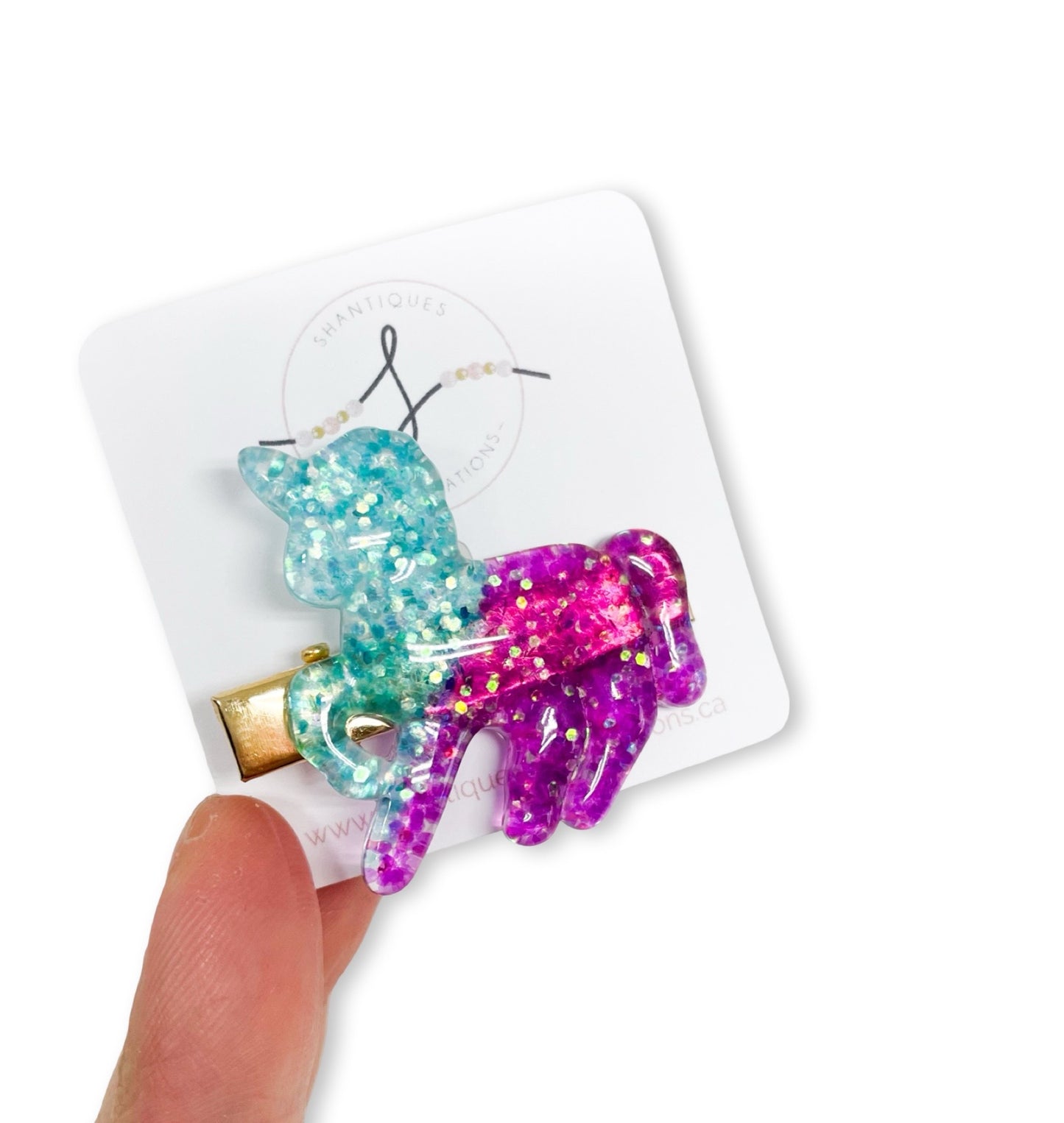 Glitter Unicorn - Alligator Bar Clips