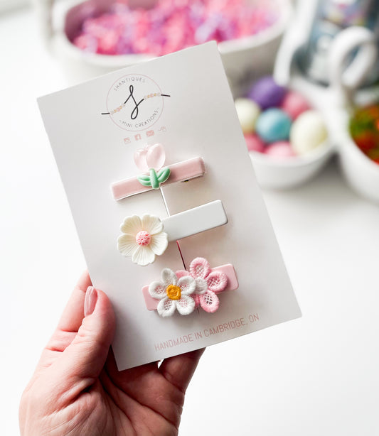 Trio Alligator Clip Sets - Spring Flowers
