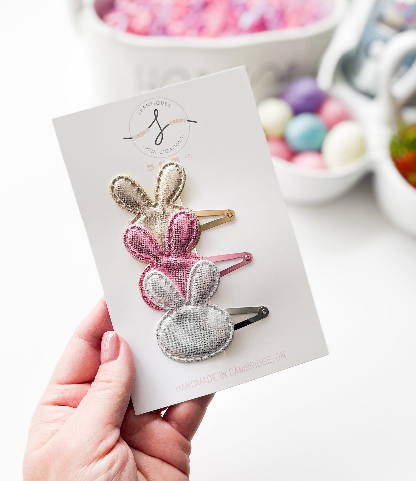 Trio Snap Clip Sets - Metallic Easter Bunnies