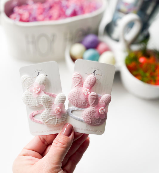 Snap Clip Sets - Fabric Bunnies