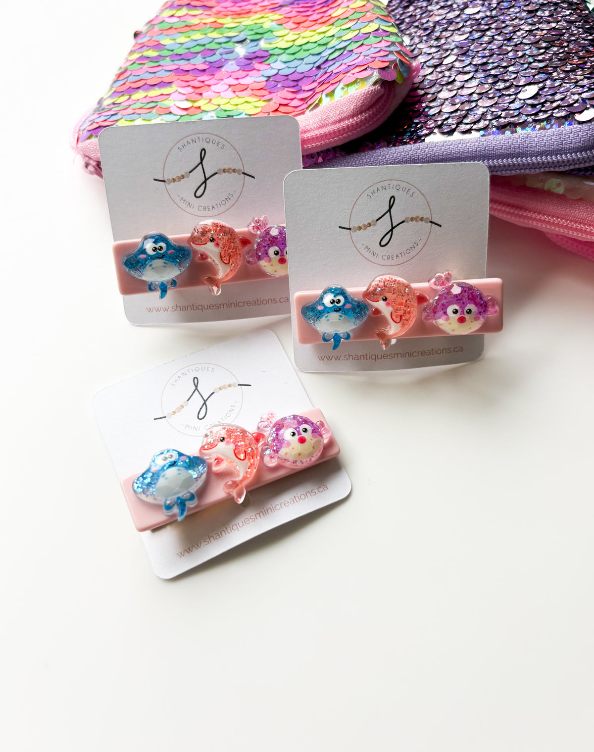 Alligator Bar Clips - Glitter Ocean Creatures