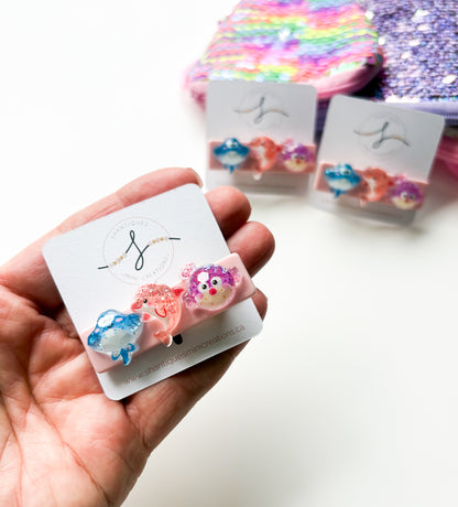 Alligator Bar Clips - Glitter Ocean Creatures
