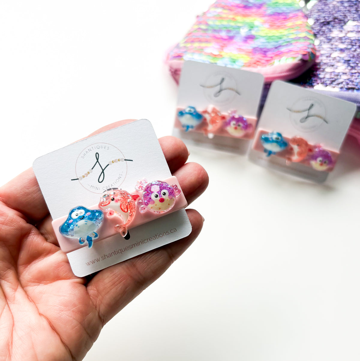Alligator Bar Clips - Glitter Ocean Creatures