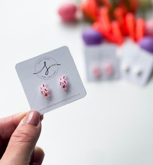 Earrings - Pink Easter Bunny