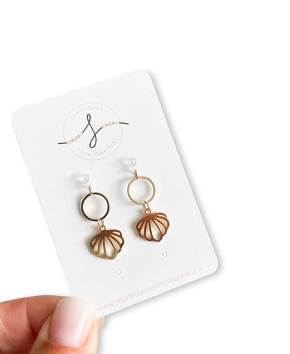 14K Gold Plated Seashells - Dangle Earrings