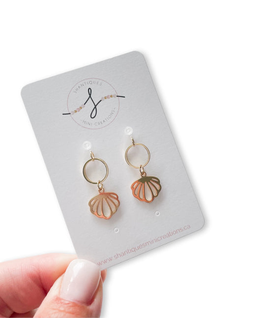 14K Gold Plated Seashells - Dangle Earrings