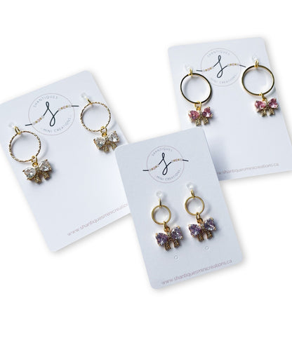 Dangle Earrings - 14K Gold Plated Glitter Bows