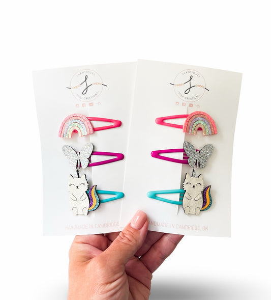 Trio Snap Clip Sets - Glitter Summer