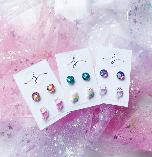 Duo Earrings - Mermaid Cats