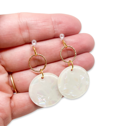 Ivory Pearl Circles - Dangle Earrings