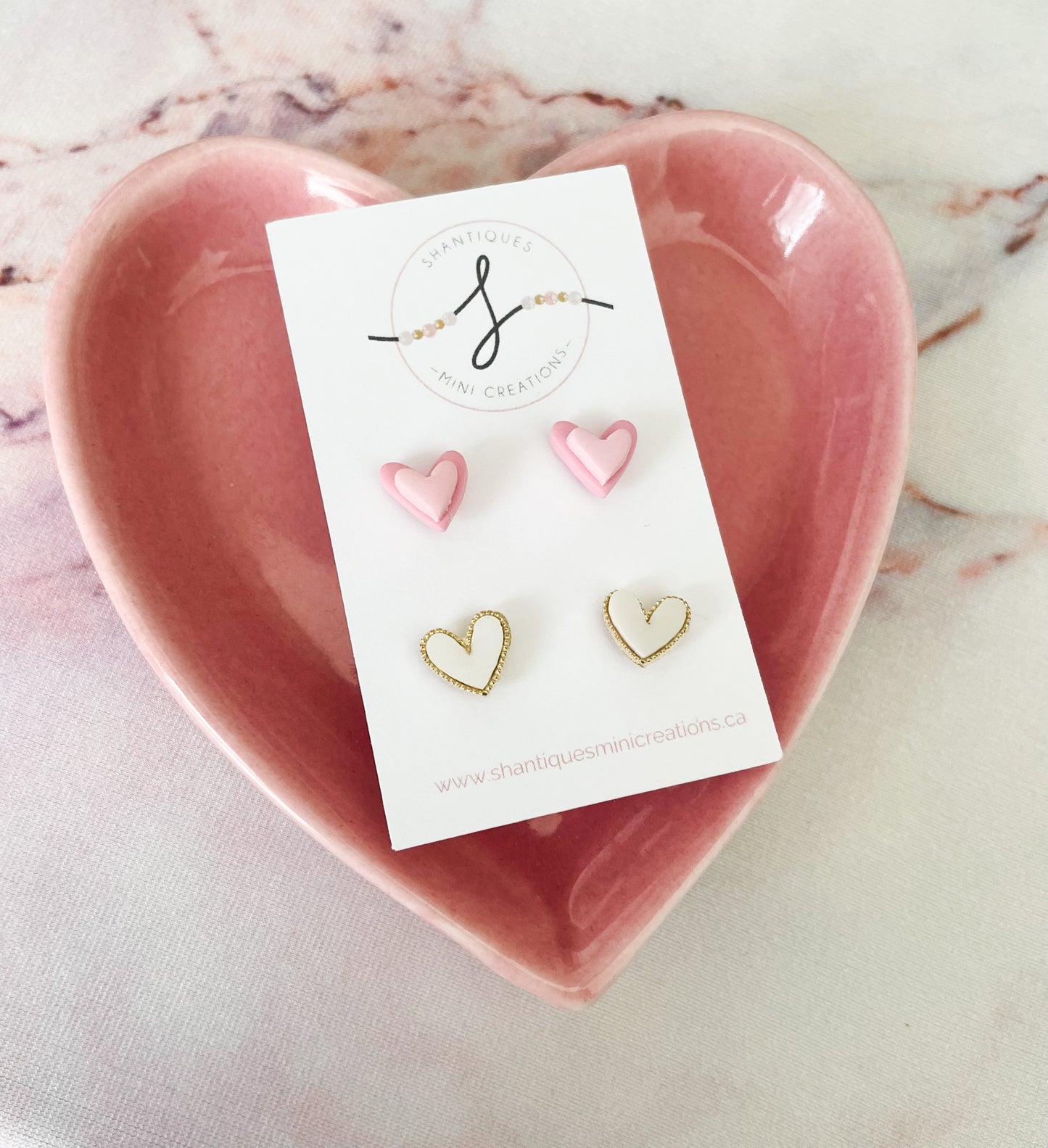 Polymer Clay Hearts - Duo Earrings