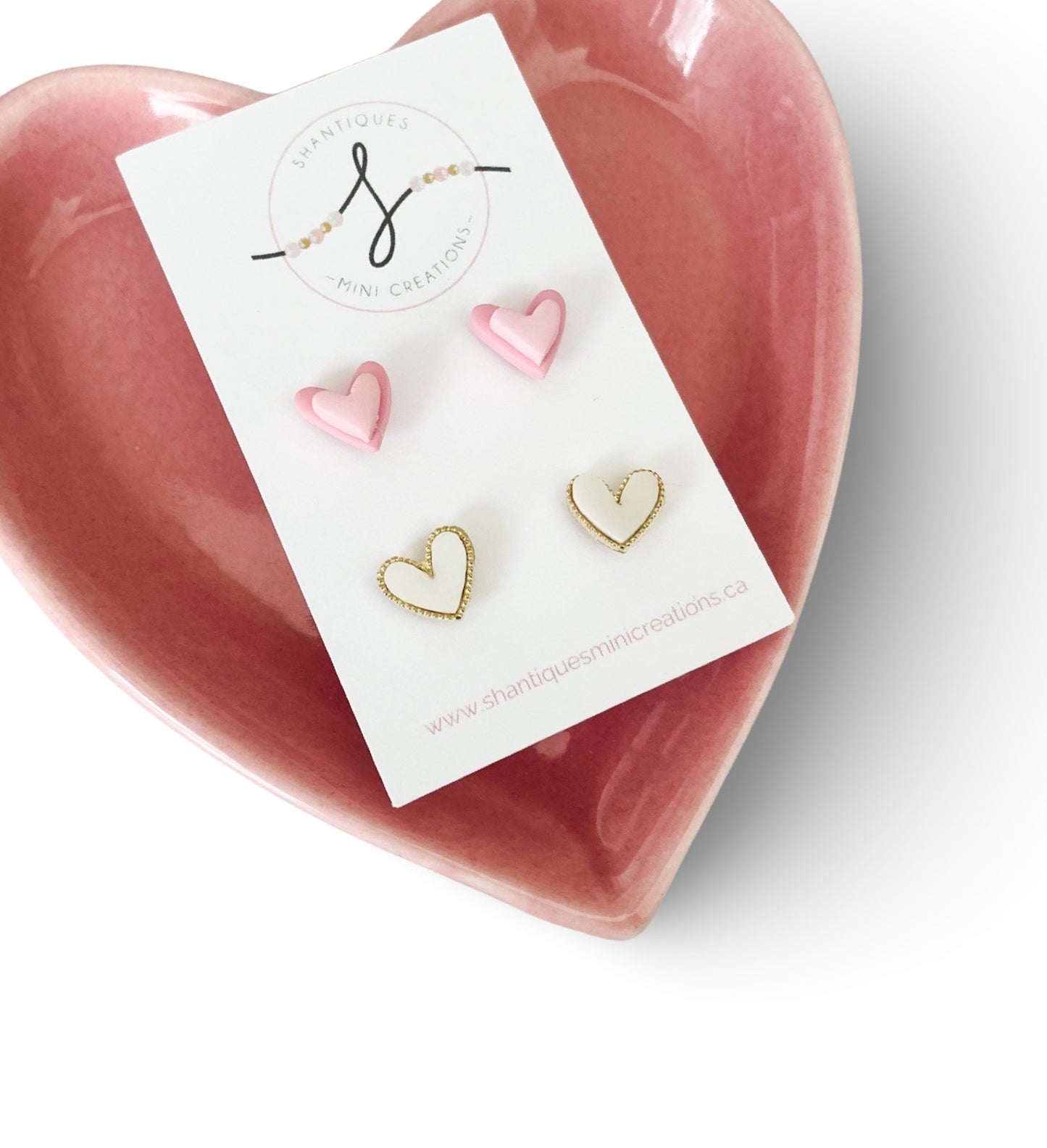 Polymer Clay Hearts - Duo Earrings