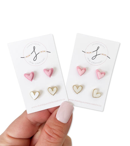 Polymer Clay Hearts - Duo Earrings