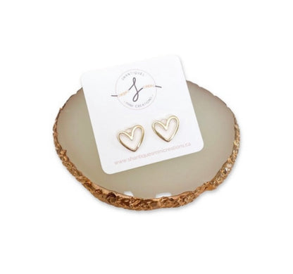 Large Gold Hollow Heart- Earrings