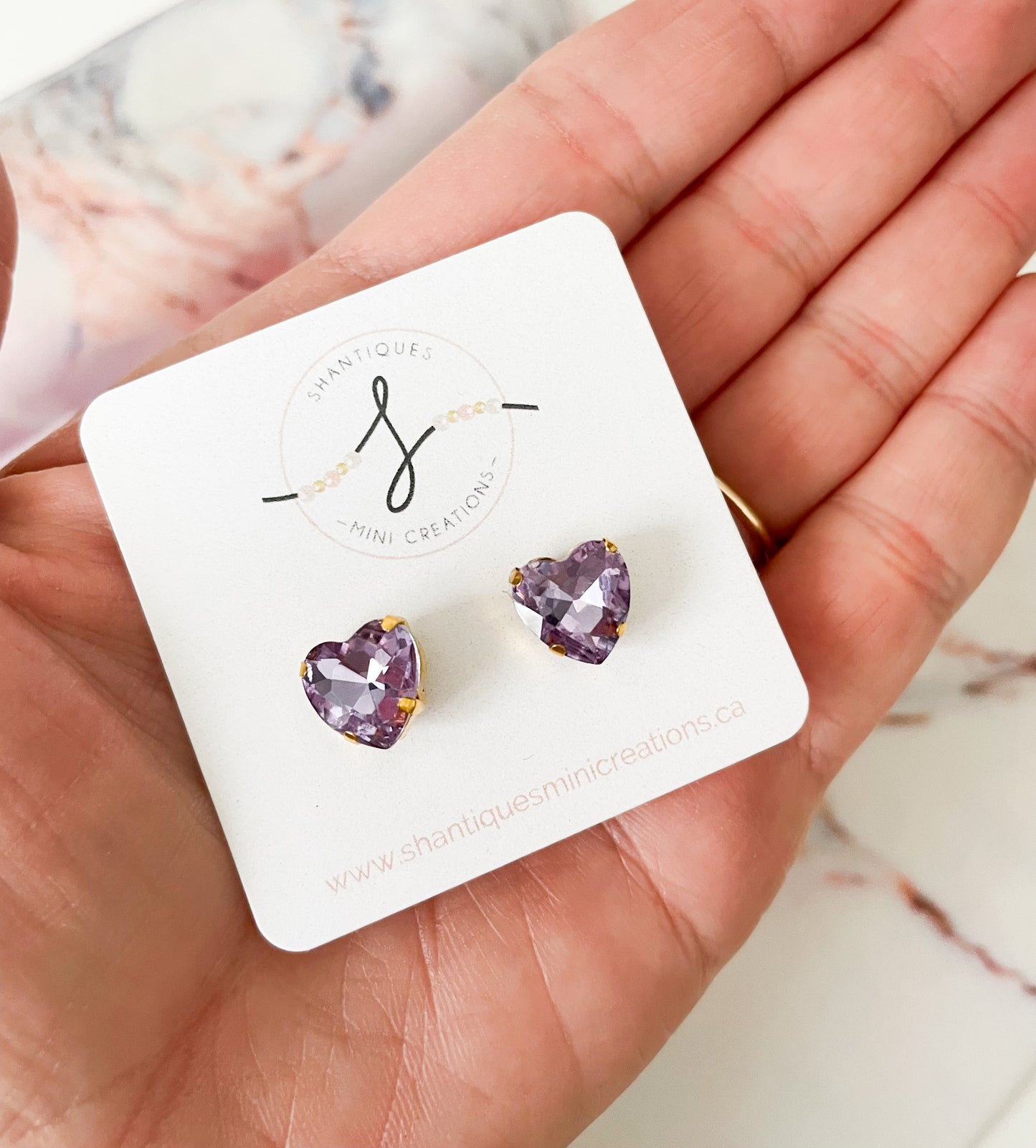 Rhinestone Hearts - Earrings