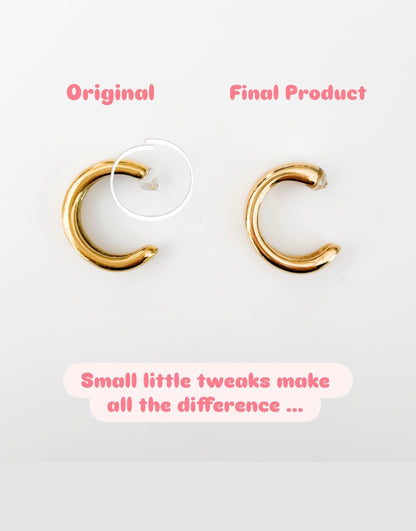 Dangle Earrings - 14K Gold Plated Hoops