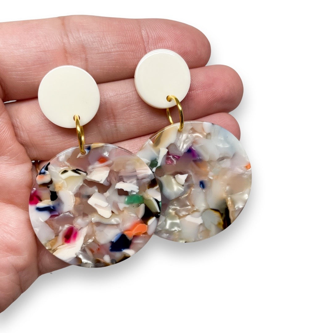 Large Multicolour Circles - Dangle Earrings