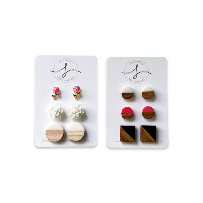 Wood Grain  - Trio Earrings