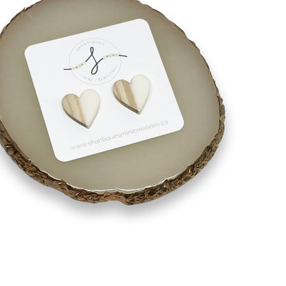 Wood Grain Hearts - Earrings