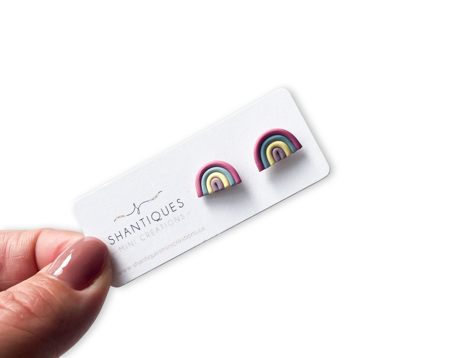 Earrings - Polymer Clay Hearts & Rainbows