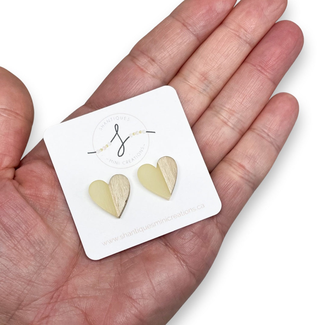 Wood Grain Hearts - Earrings